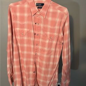 Ralph Lauren Men's Coral Plaid Button Down Shirt